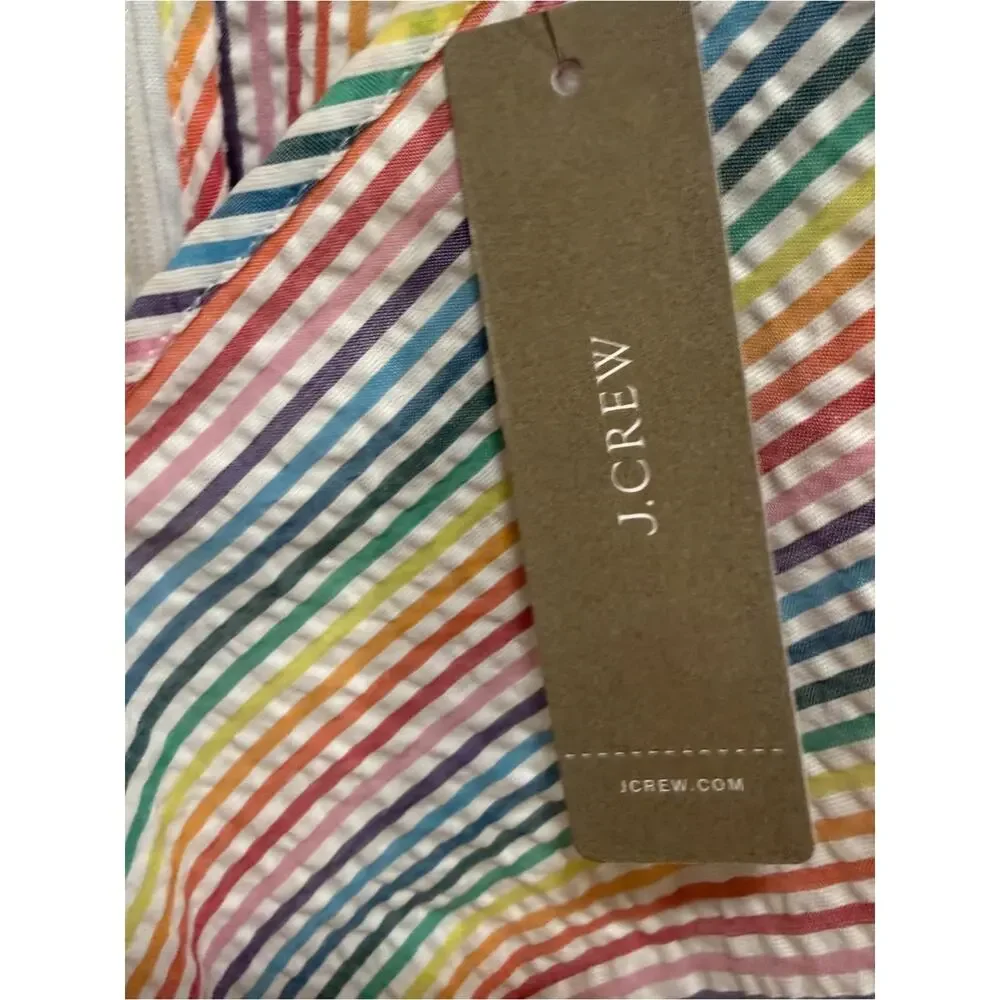 NWT J. Crew Cotton Striped Pastel Peplum Top - Multicolor Rainbow 2